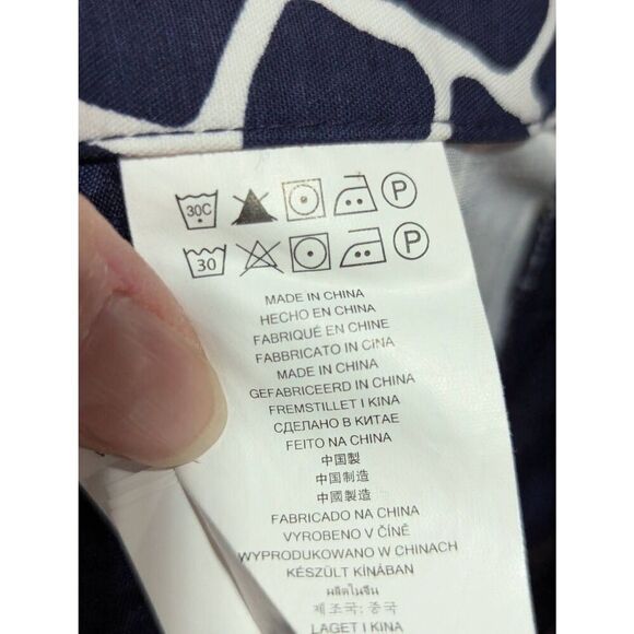 Michael Kors Women's Blue & White Abstract Pattern Straight Ankle Pants Size 8 - Picture 6 of 9